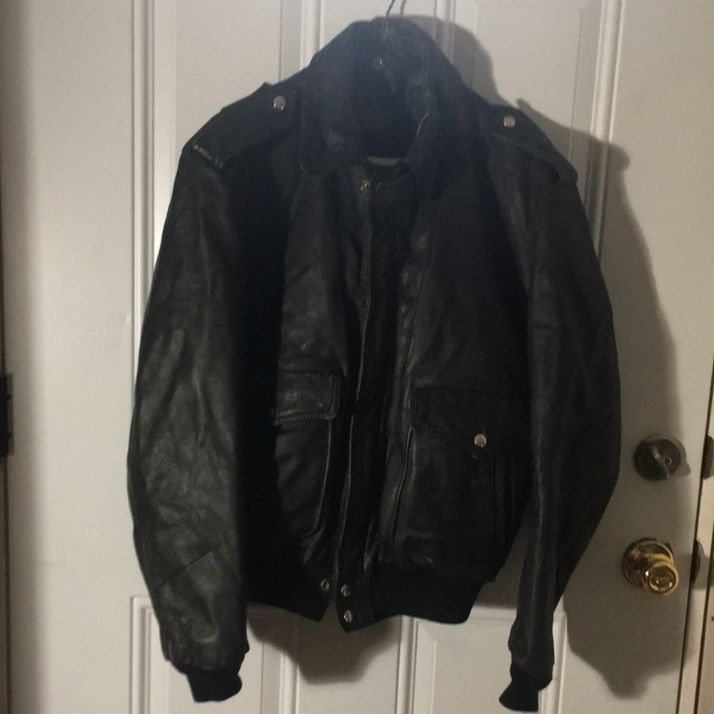 Harley Davidson Hein Gericke designed man’s black leather moto jacket size 42